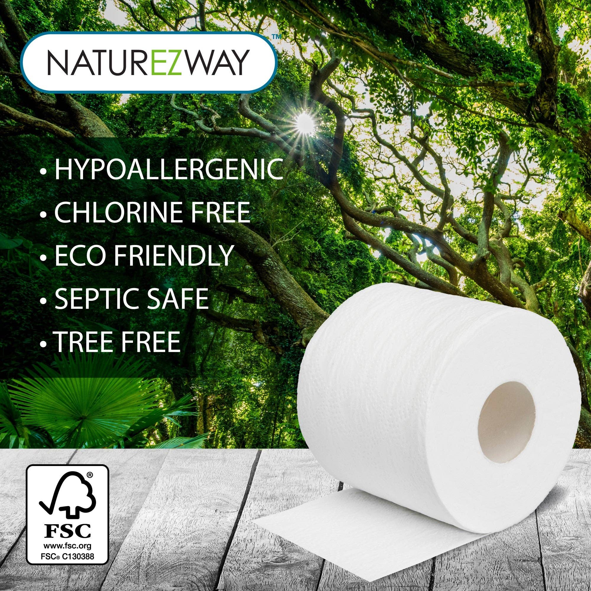 NatureZway - Wholesale Toilet Paper - Bamboo Bath Tissue 2-Ply | 400 Sheets/Roll | 24 Rolls4