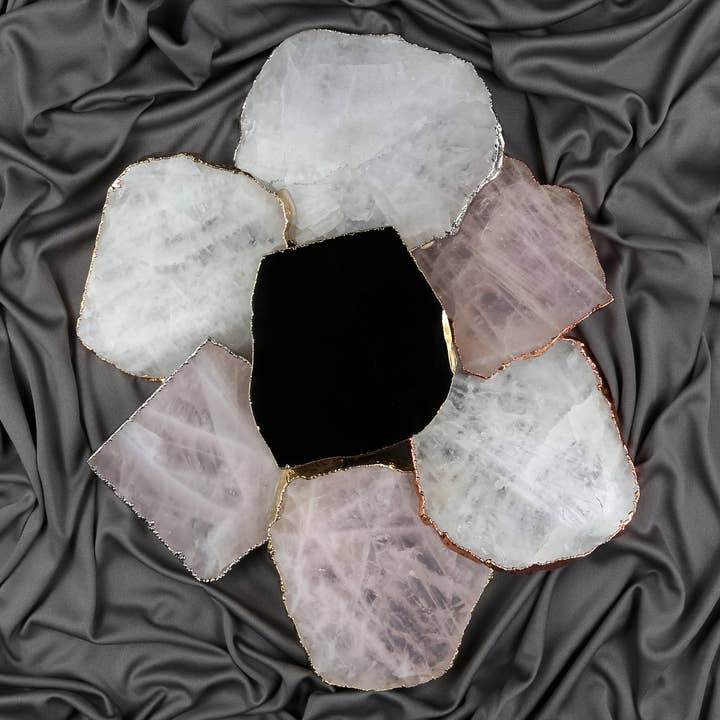 ENVIRONMENT – wholesale Coasters – Crystal Quartz Coaster (Silver sides)