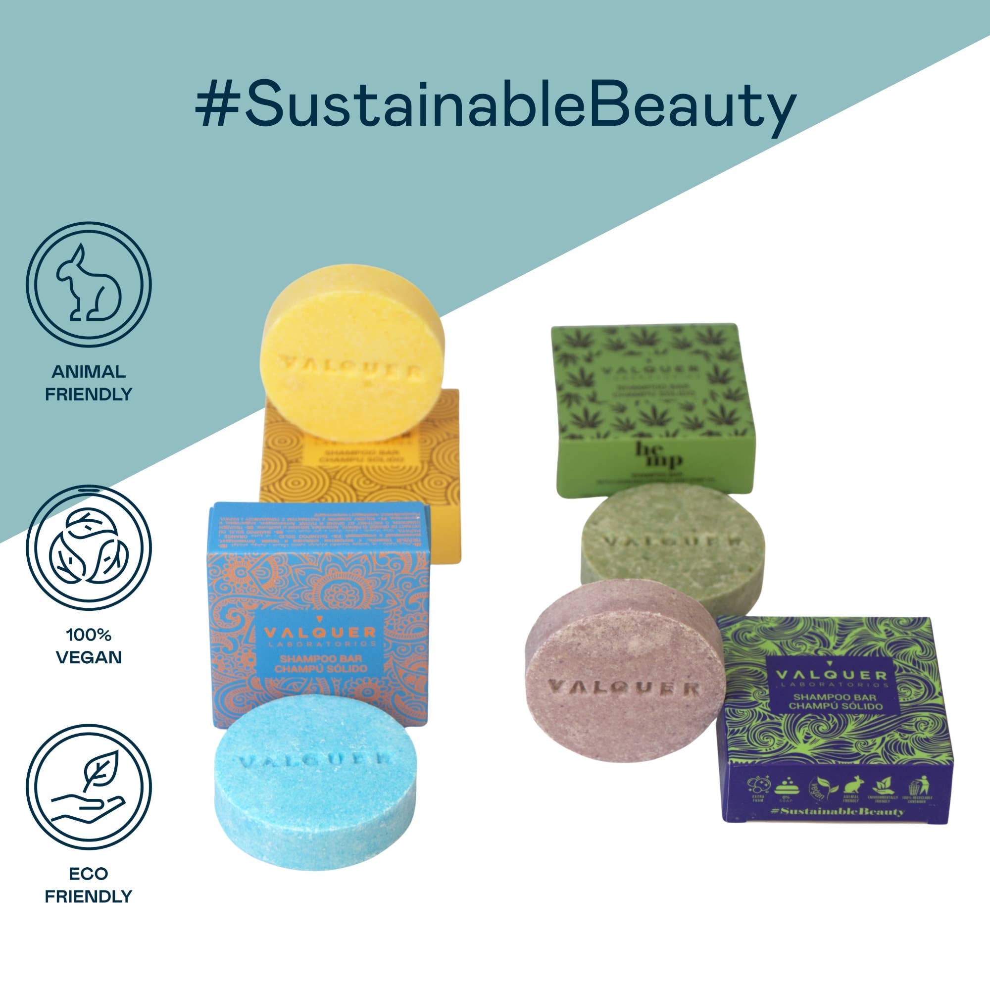 Valquer Laboratorios - Wholesale Shampoo Puck/Solid Shampoo - Pack of 4 exotic solid shampoos: Acid, Luxe, Sunrise, and Hemp3