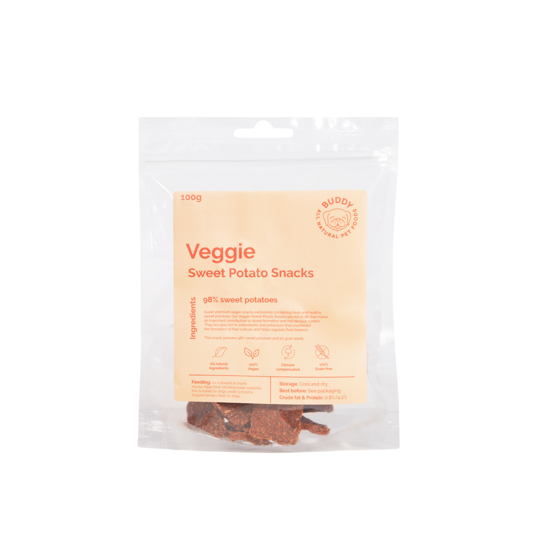 Buddy Pet Foods - Wholesale Pet Treats - Dog - No-meat filets - Veggie Sweet Potato 100g2
