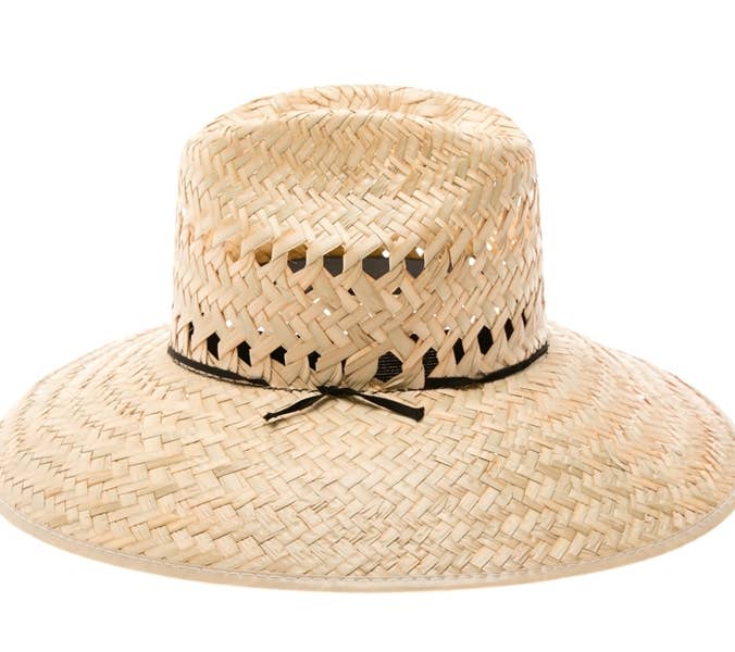 NATURAL Palm leaf lifeguard hat with vented pattern around crown for wholesale on Faire5