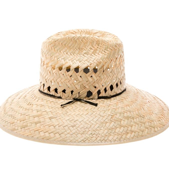 NATURAL Palm leaf lifeguard hat with vented pattern around crown for wholesale on Faire5