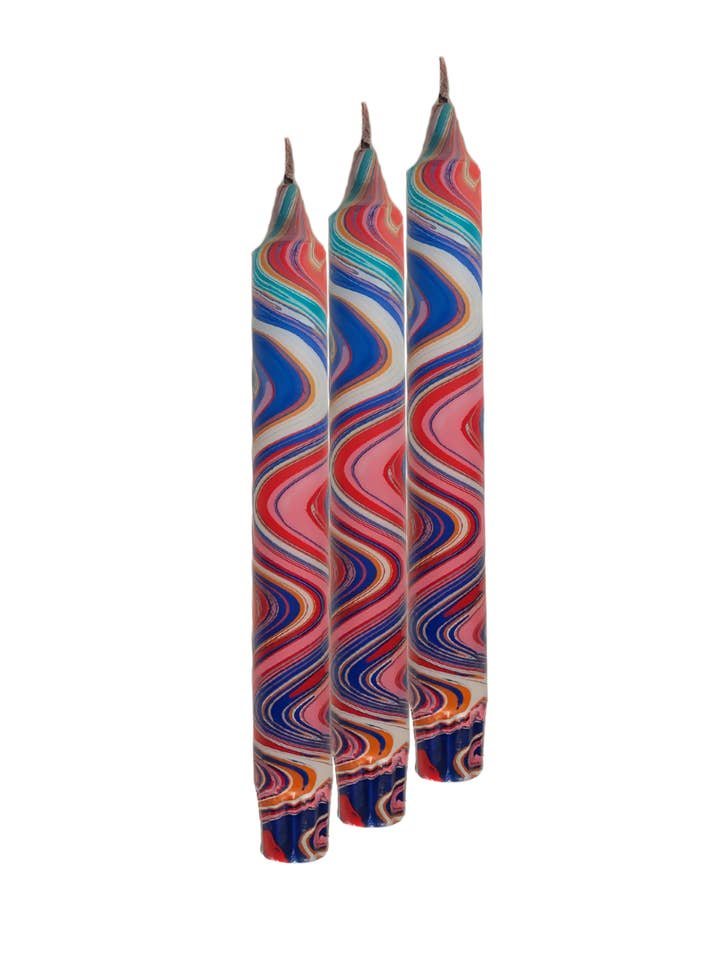 Marble taper candles | Colourful | Vegan Stearin | MB-010 for wholesale by Galleria Lucia