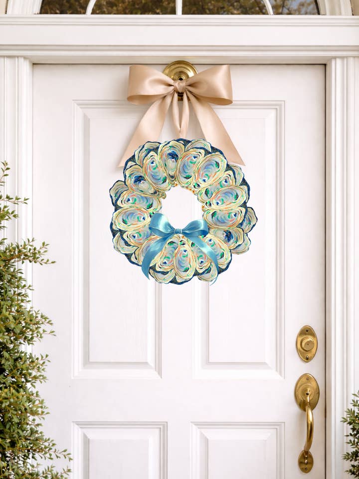 LARGE Designer Oyster Wreath Door Hanger for wholesale by Mid Mod Design LLC