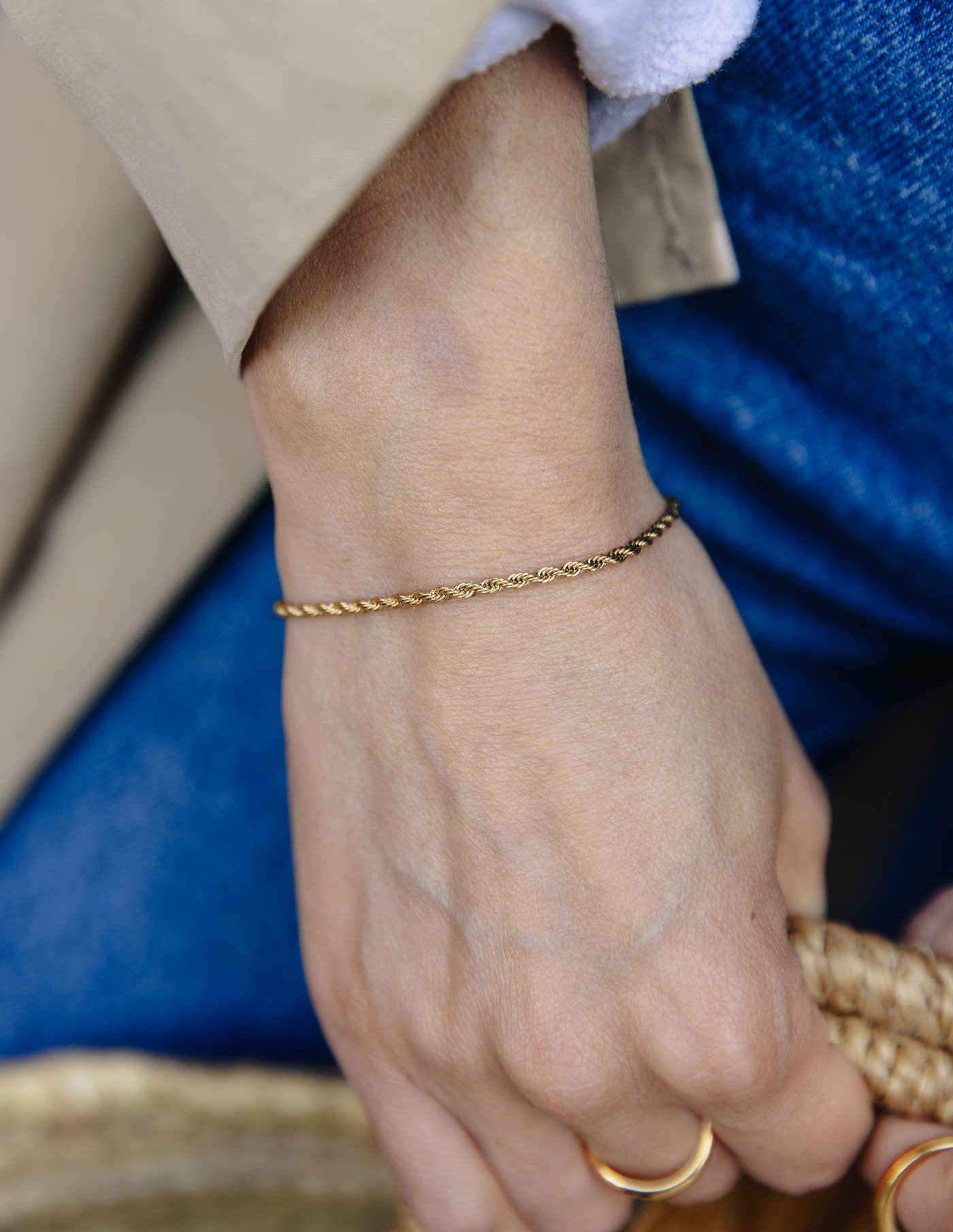 Nordic Muse - Wholesale Link & Chain Bracelet - Gold 2mm Rope Twist Bracelet, Waterproof3