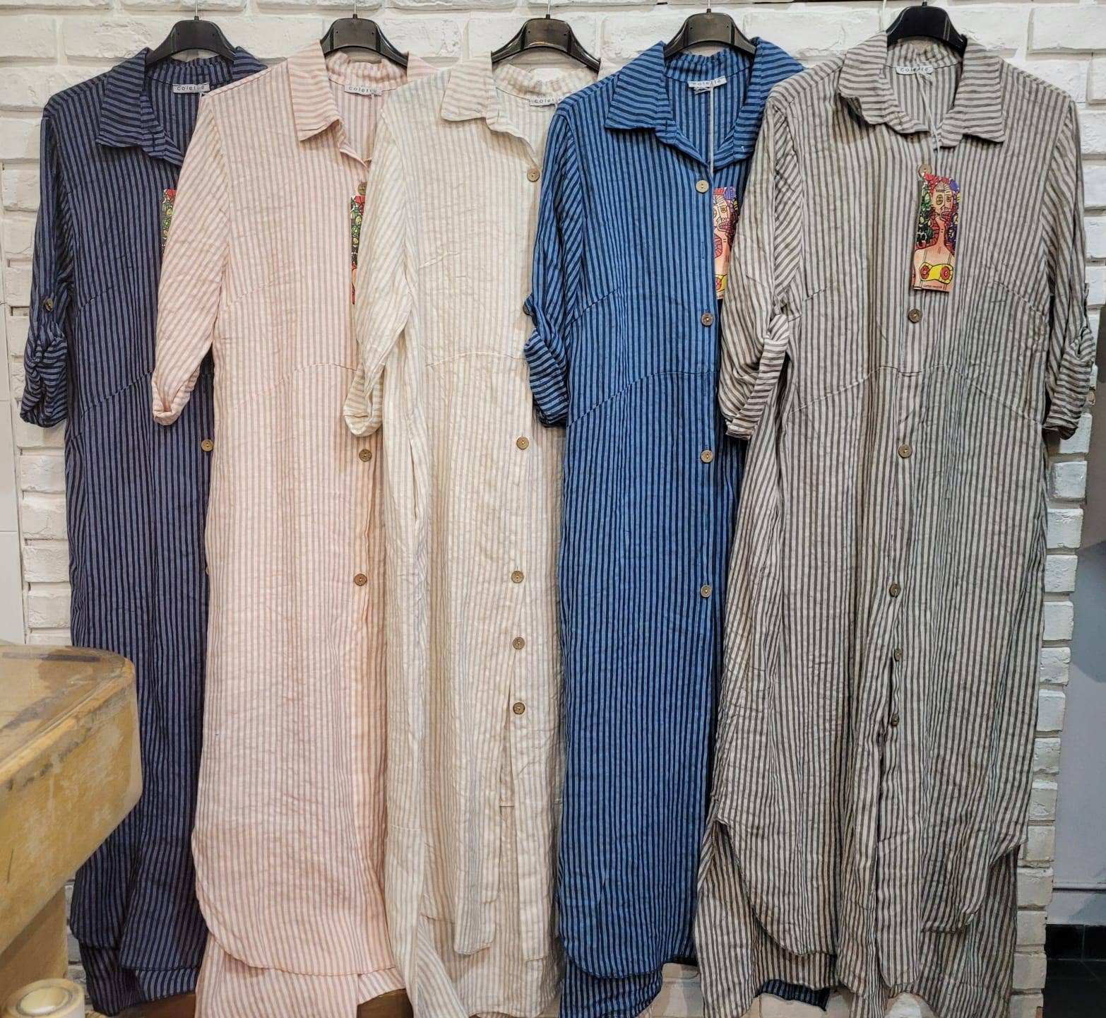 la maison des fibres naturelles - Wholesale Dress - Women's - 821275 100% linen shirt dress made in Italy9