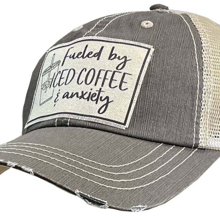 Fueled By Iced Coffee & Anxiety Trucker Hat Baseball Cap for wholesale by Vintage Life
