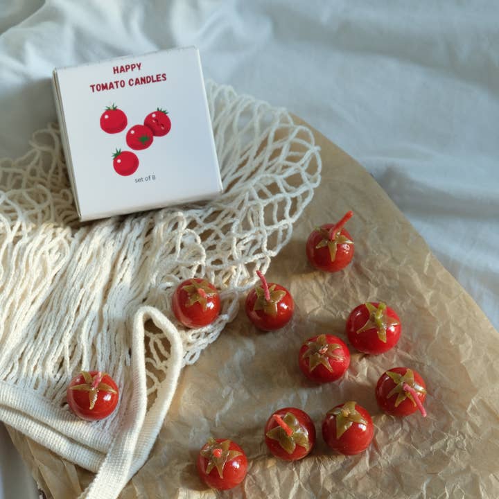 Happy Tomato Birthday Candles set of 8 for wholesale by Hormscent