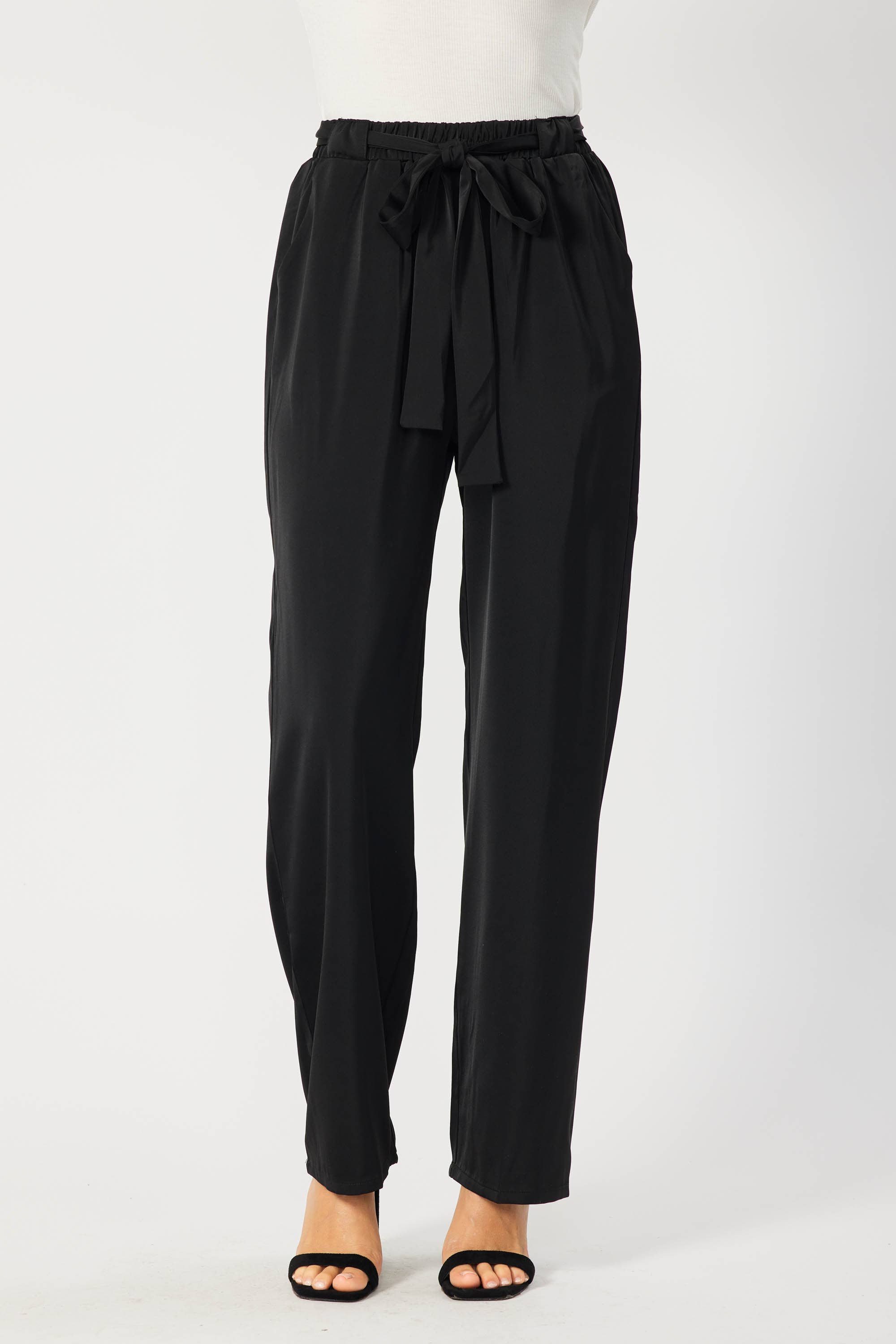 FSL Apparel - Wholesale Pants - Women's - IP7082 - SATIN TROUSER FEATURING BELT AMD ELASTIC WAIST BAND3