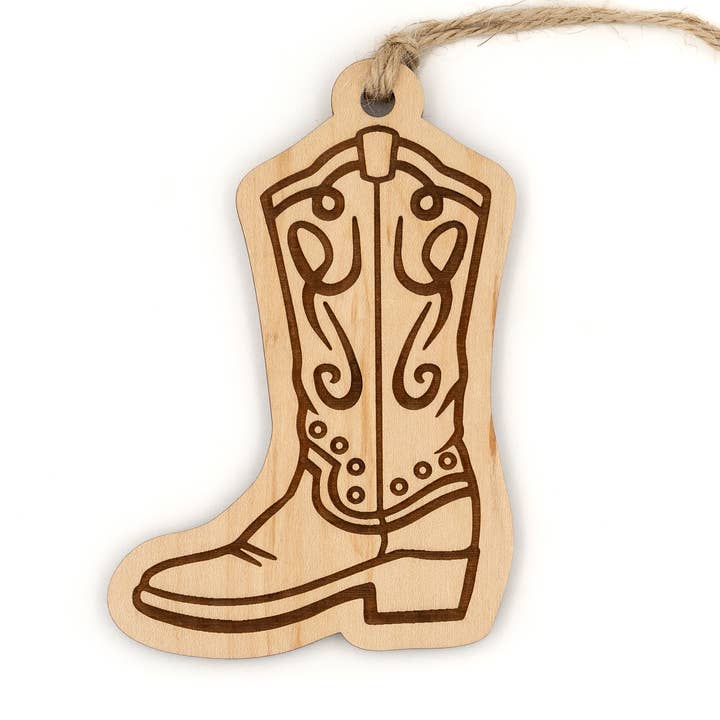 Décoration en bois de botte de cow-boy pour la vente par Steamer Lane Design