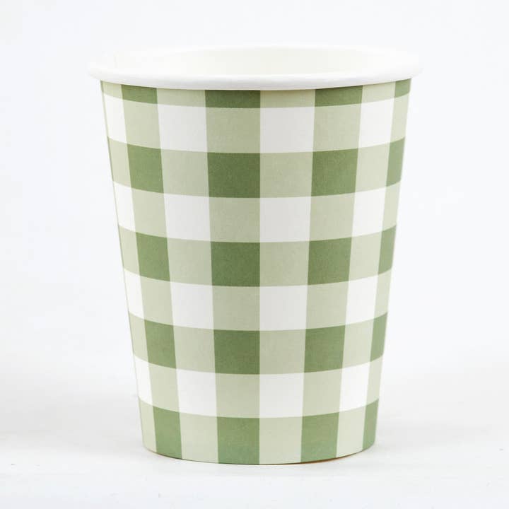 Collection Vichy – Gobelets Vichy Vert et Blanc | Joy Ladder Vaisselle de Fête Premium pour la vente par Joy Ladder LLC