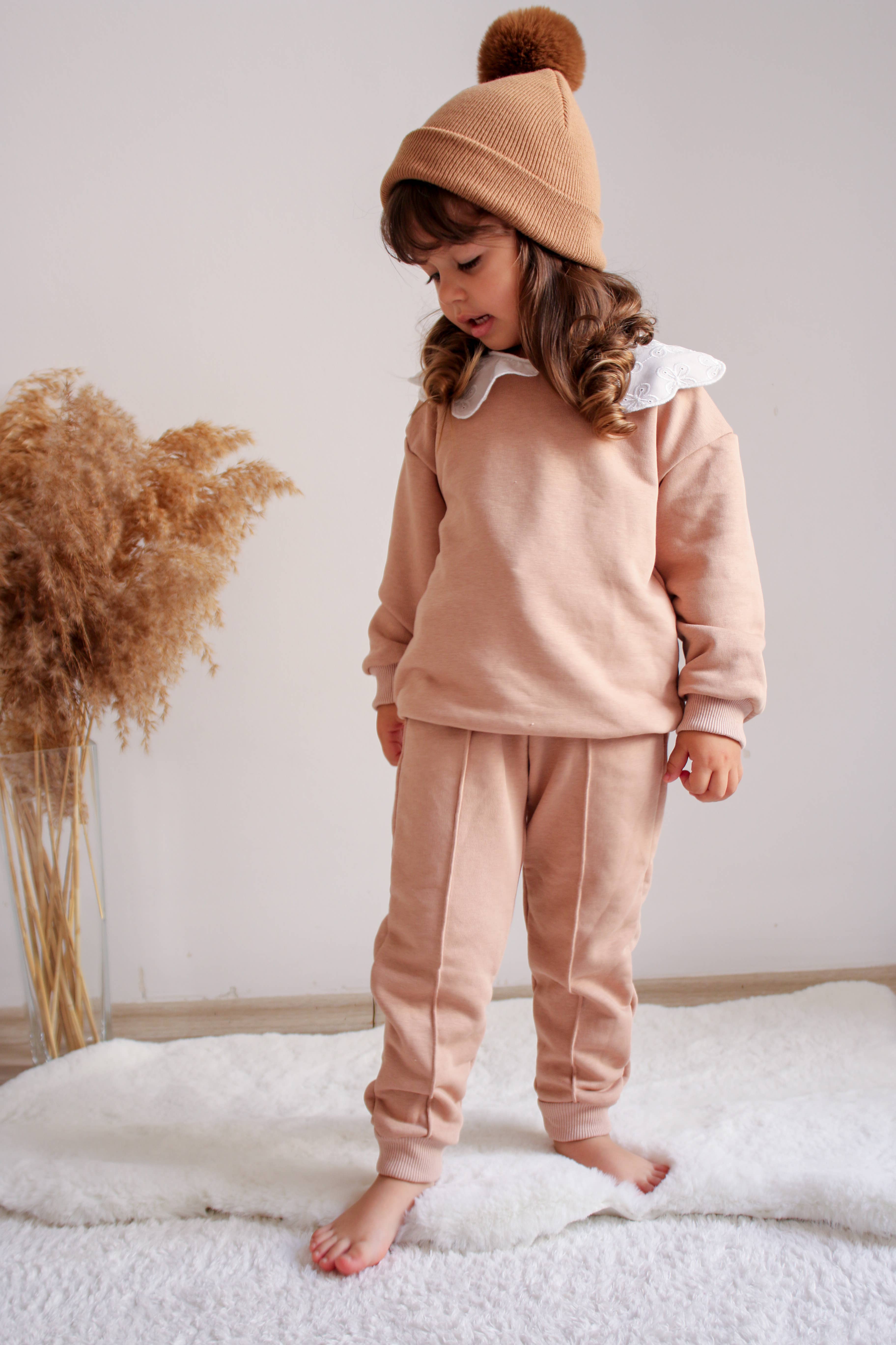 Single Pom Pom Baby/Kid's Brown Beanie Hat 0-8 Years for wholesale on Faire7