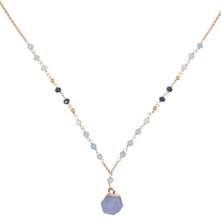 Marquet - Wholesale Pendant/Charm Necklace - Nicki Geometric Pendant Necklace with Feature Stone