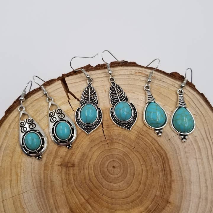 Vintage Turquoise Earrings Set Of 3 for wholesale by CHAKRA JEWELRY