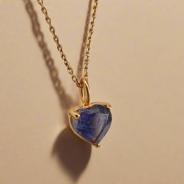 Gold Lunar - Wholesale Pendant/Charm Necklace - September Birthstone Chain Necklace Sapphire 18k Gold Plated