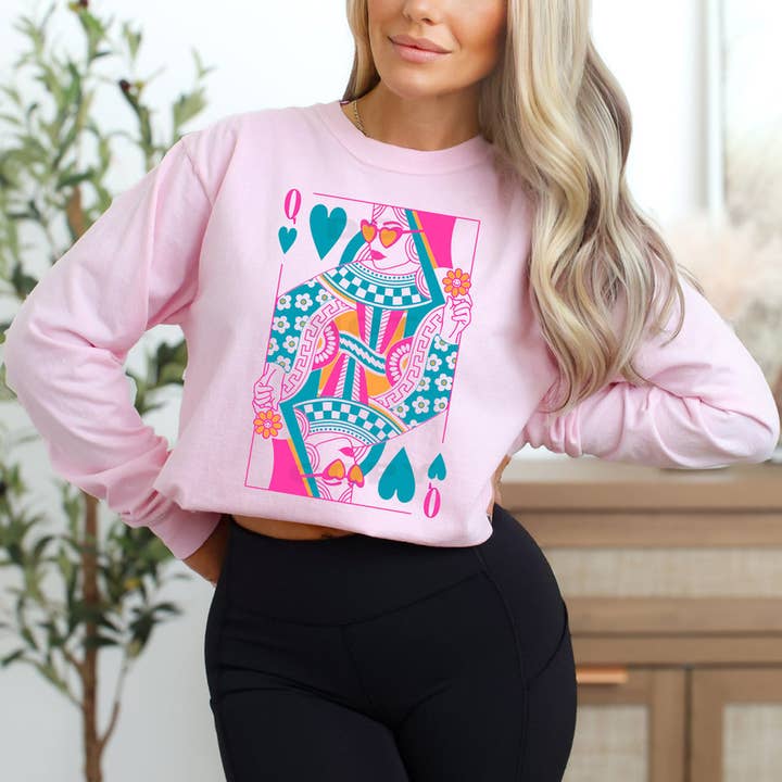 Queen of Hearts Card DTF Heat Transfer for wholesale by Trendy Transfers