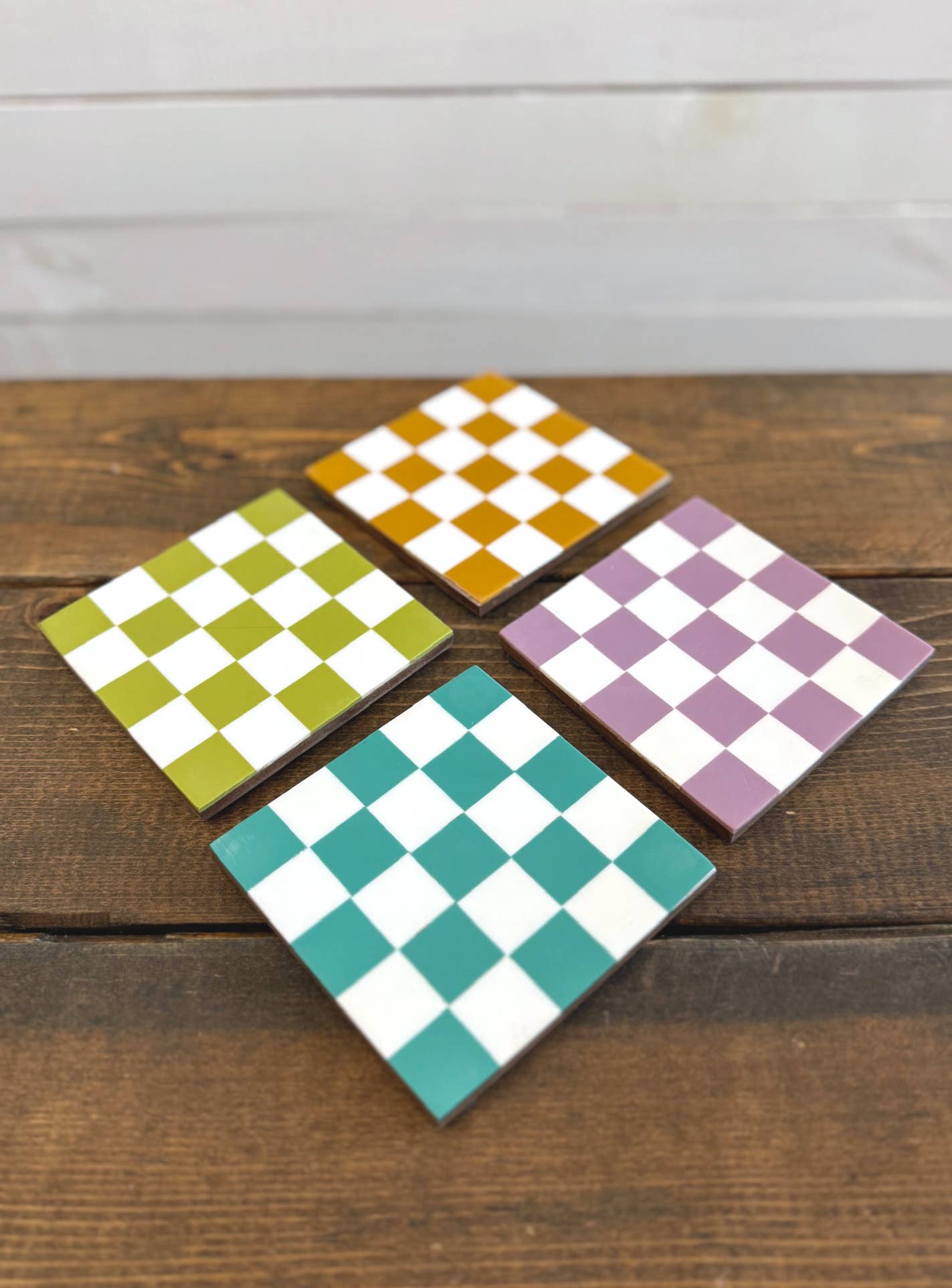 Made Market Co. – wholesale Coasters – Checkered Coasters Colored with Stand7