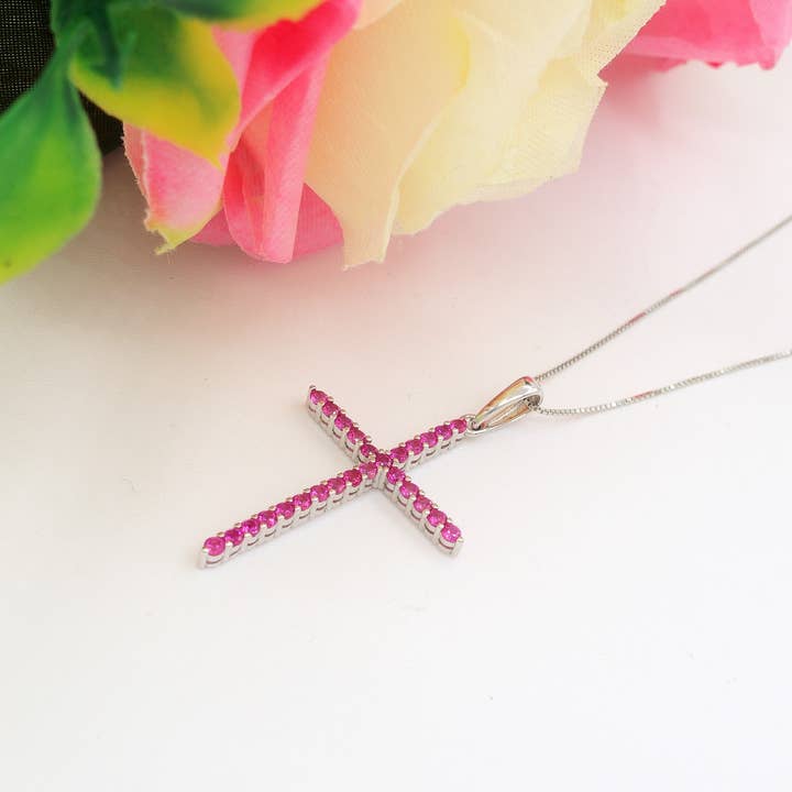 Daemon srls - Wholesale Pendant/Charm Necklace - CROSS ~ ARGENTO 925 ~ Collana con pendente croce in cubic zirconia9