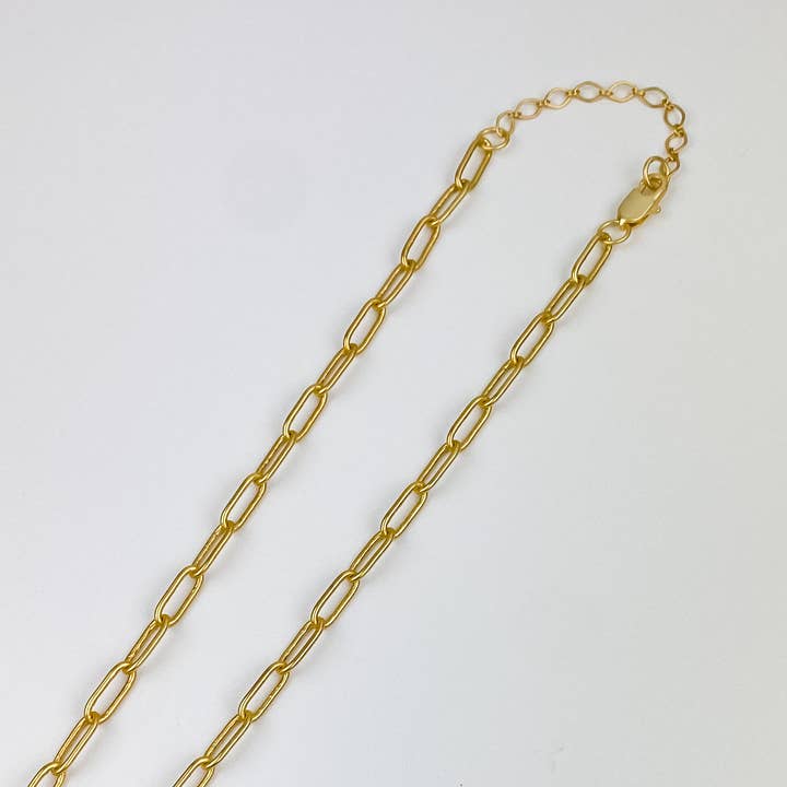 Light Shine - Wholesale Link & Chain Necklace - Paperclip Layering Necklace | Gold Plated Disc, Dainty Chain16