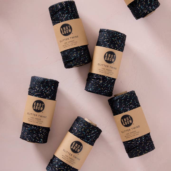 Knot & Bow - Wholesale Twine - Prism Black Glitter Twine1