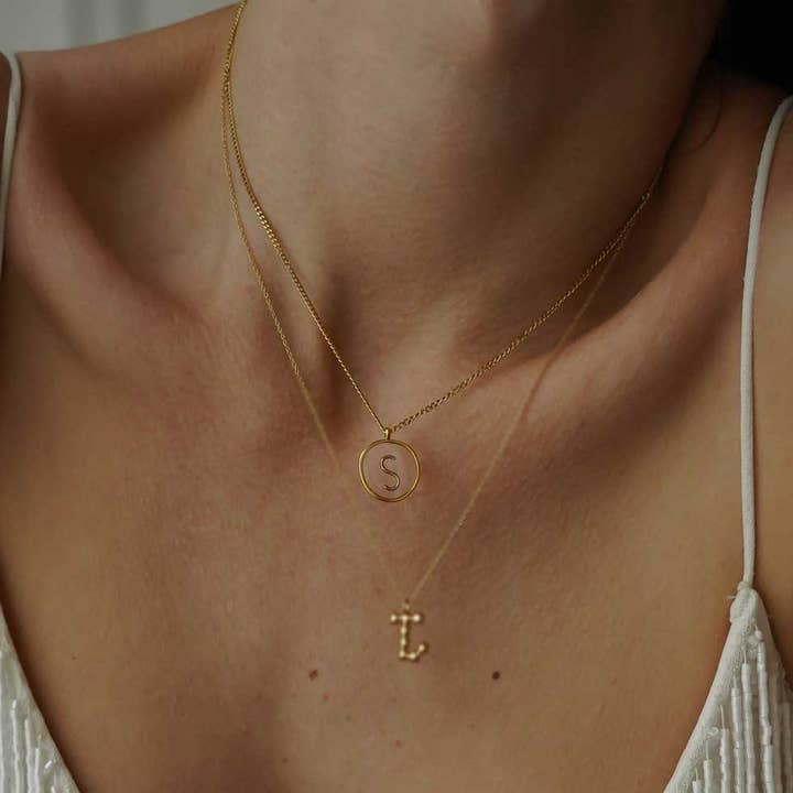 Bijoux 7bis - Wholesale Pendant/Charm Necklace - Steel Initial Letter S Resin Necklace