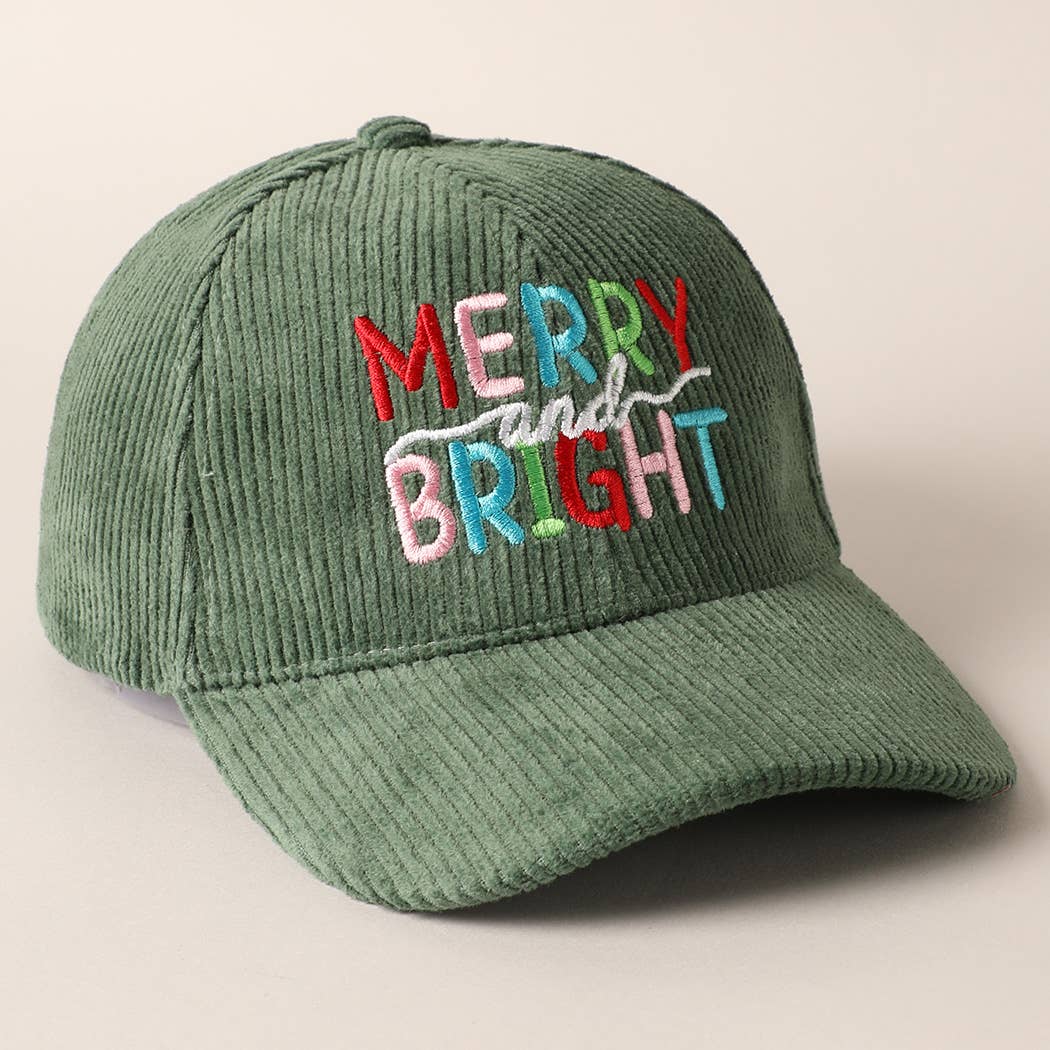 Fashion City - Wholesale Baseball Cap - Women's - MERRY BRIGHT Embroidery Corduroy Cap21