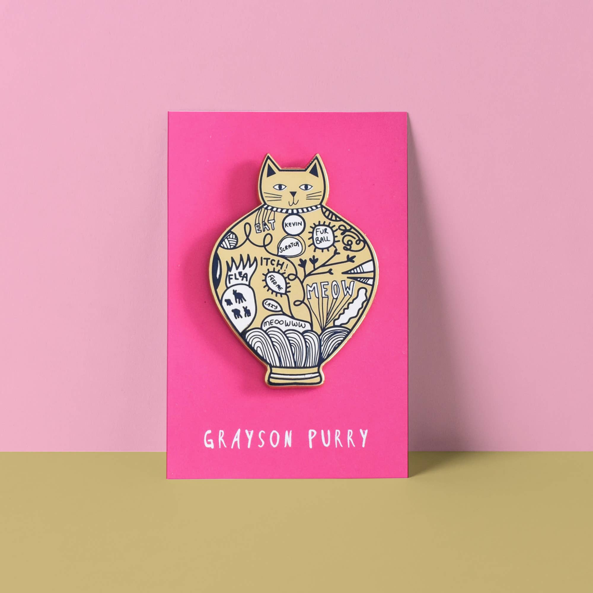 Niaski (USA DUTIES PAID) β wholesale Lapel pin/button β Grayson PURRY Cat Artist Pin