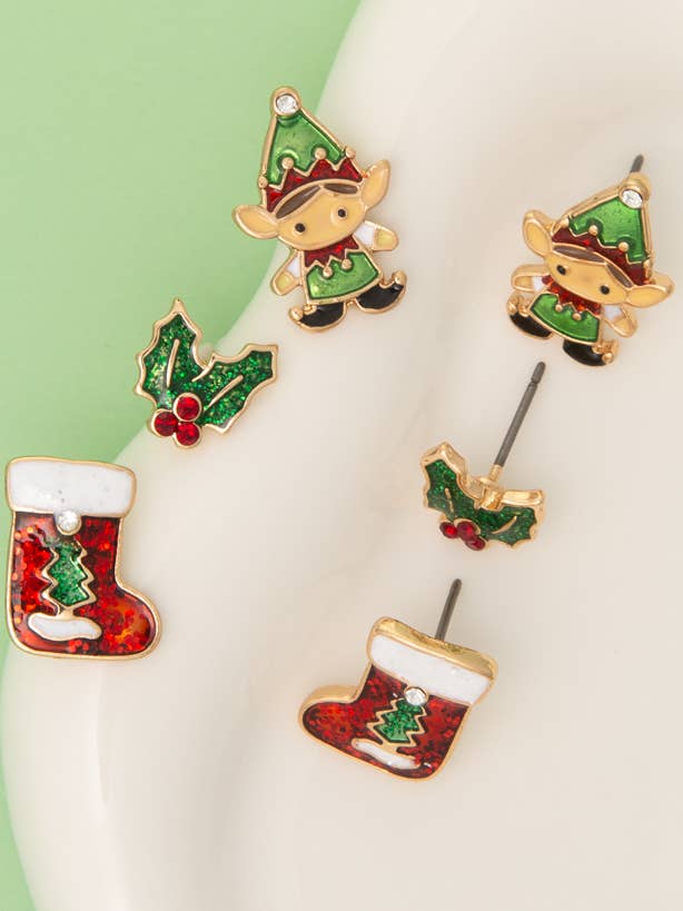 Christmas Stud Earring Set for wholesale by SP Sophia Collection