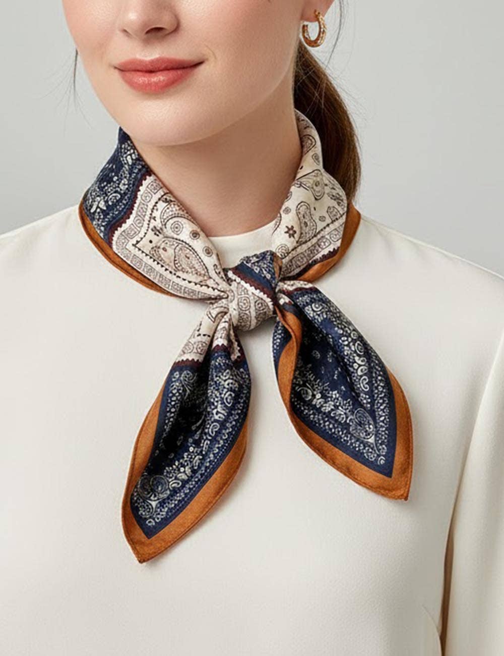 Dipped Shop - Wholesale Scarf - Women's - Splicing Print Vintage Square Silk Scarf DP25G45218