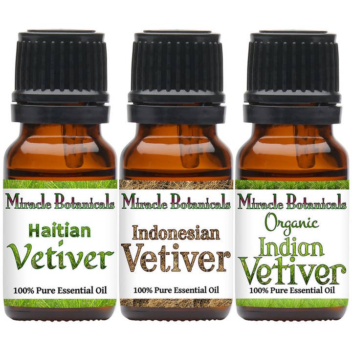 Vetiver Essential Oil Trio Set for wholesale by Miracle Botanicals