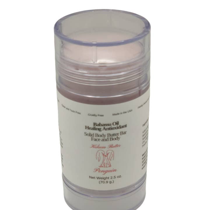 Kokum Butter Penguin - Wholesale Solid Lotion - Babassu Oil (Lotion Bar) Clear Twist Up Tube1