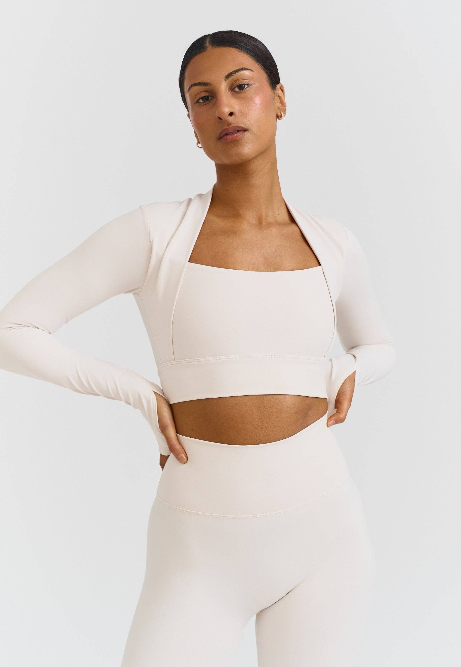 Sisterly Tribe - Wholesale Athletic Top - Women's - Softsculpt Bolero Long Sleeve Top - Marshmallow3