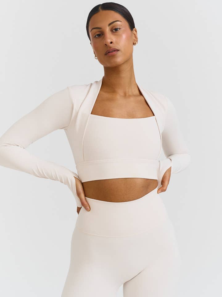 Sisterly Tribe - Wholesale Athletic Top - Women's - Softsculpt Bolero Long Sleeve Top - Marshmallow3