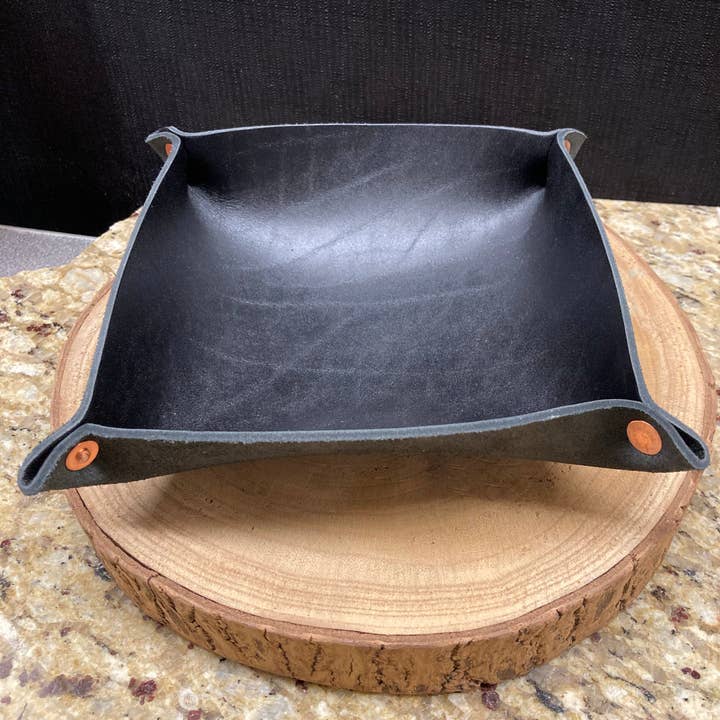 Madison Street Leather - Wholesale Decorative Tray - Black Leather Catch All Tray1