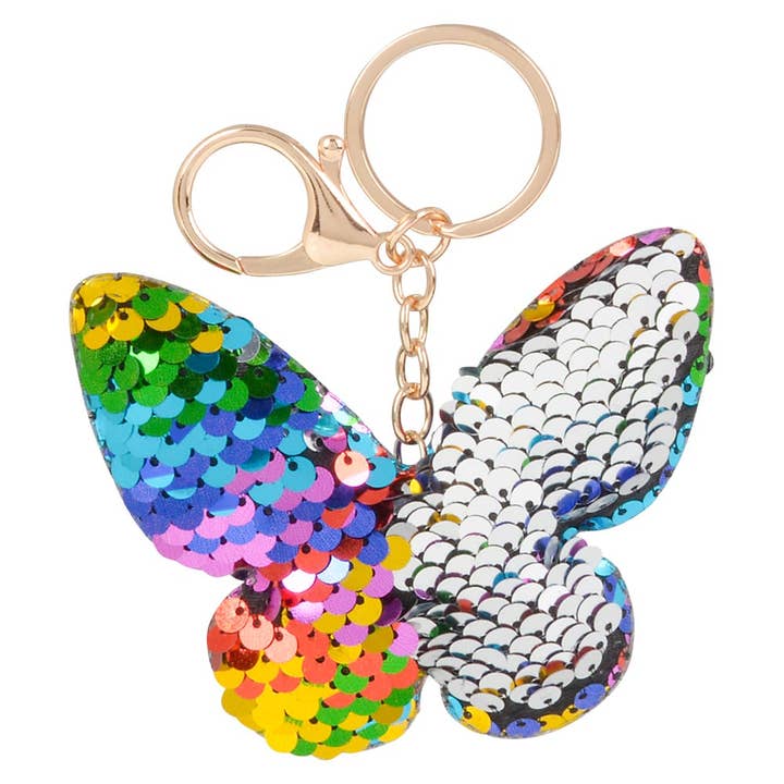 La Luna Bella - Toys - Wholesale Keychain - Kids - 3" FLIP SEQUIN BUTTERFLY KEYCHAIN LLB Keychain