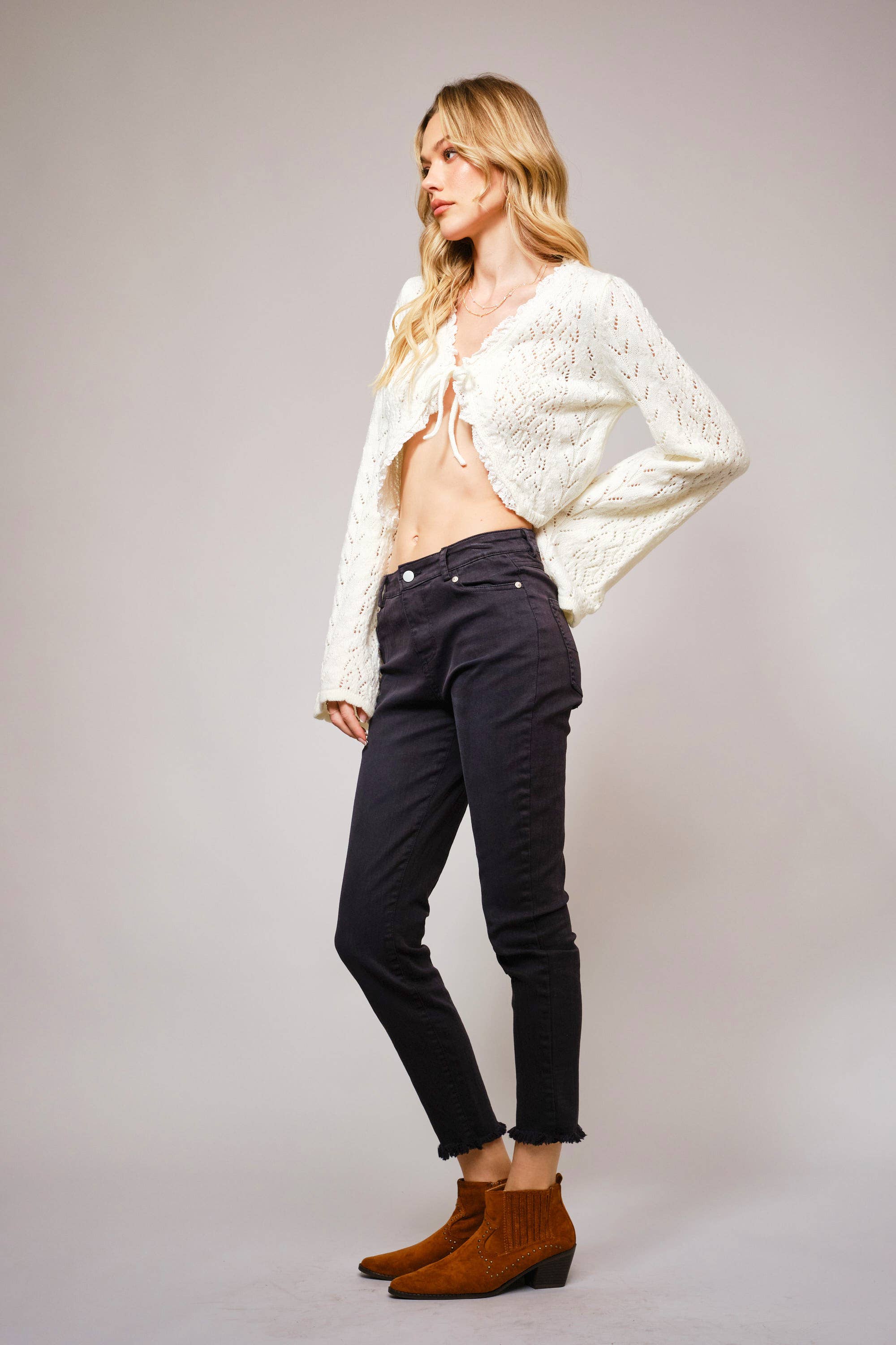 Blue B – Engroshandel Cardigan - Dame – 37034W - Åben Strik Slå-om Bolero3