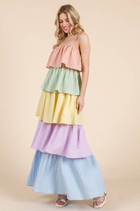 Multi Tiered Pleat Maxi Dress MD51629 for wholesale on Faire1