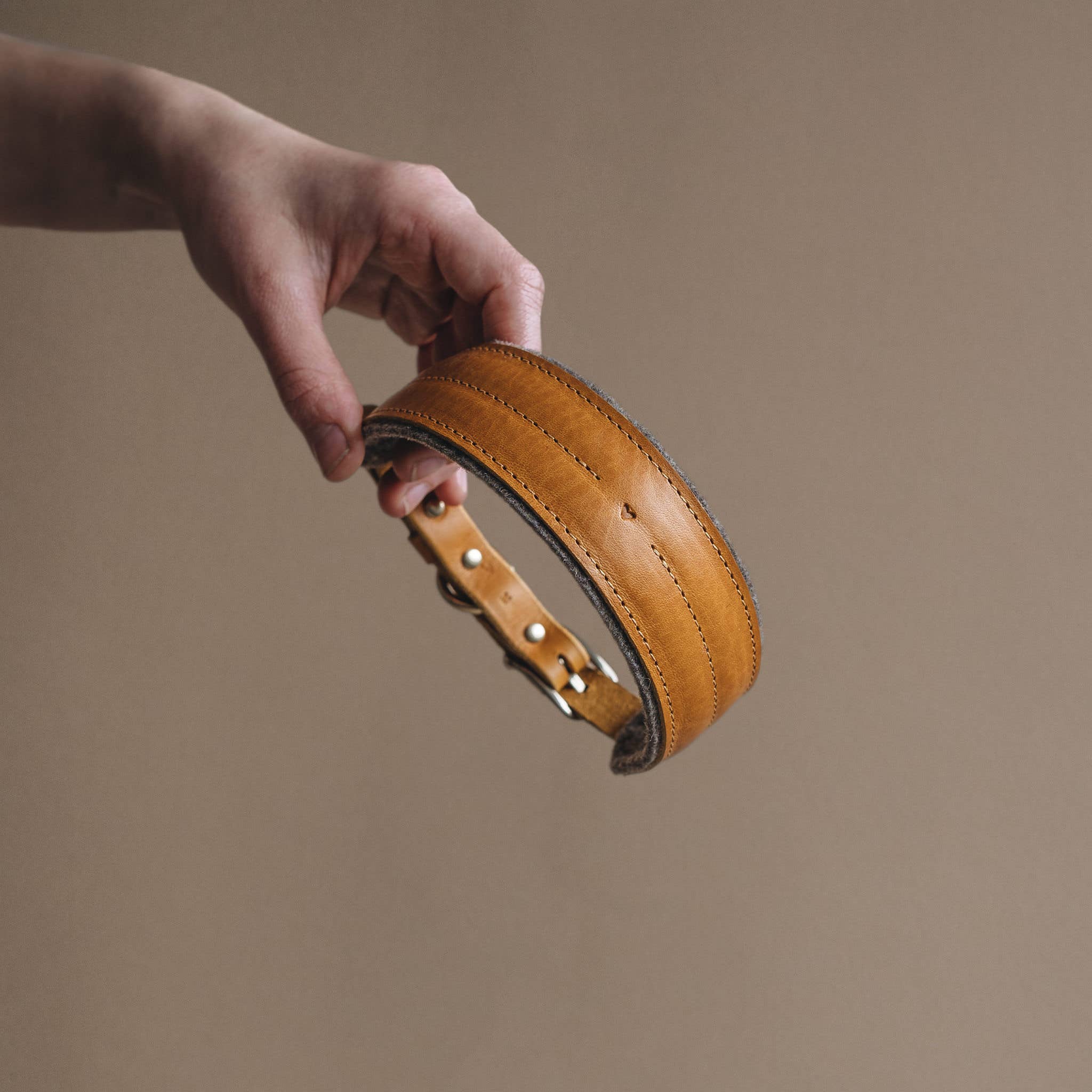 BAND&ROLL – wholesale Pet collar – Dog – Wool Padded Wide Dog Collar. Pine1