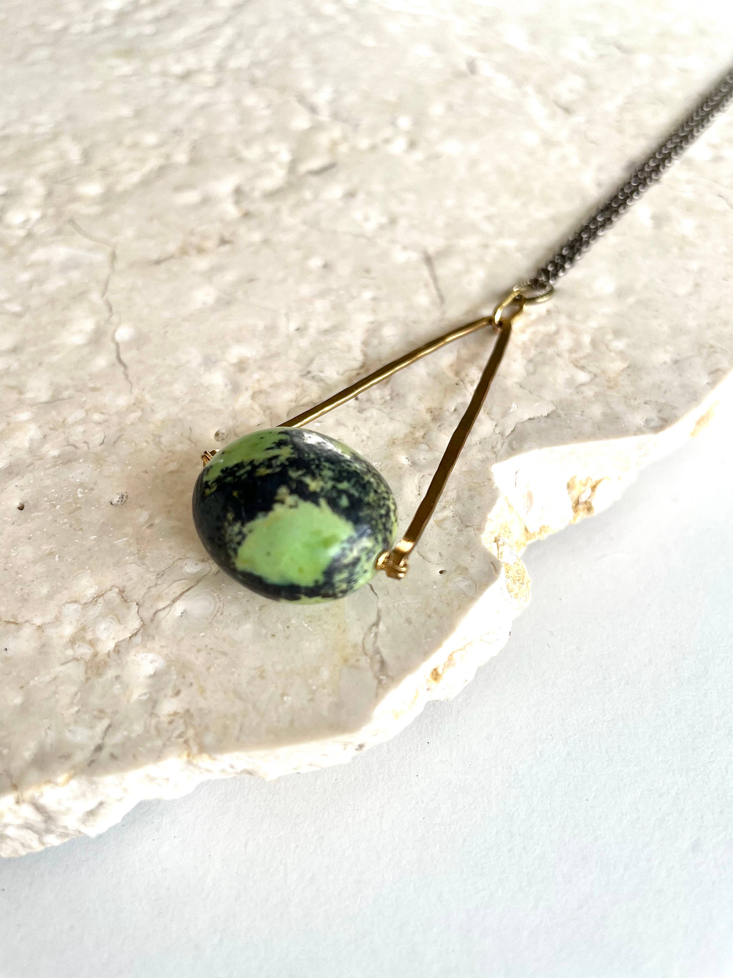 Third & Co. Studio – Colar pingente/pendente por atacado – Colar de bronze e turquesa verde11