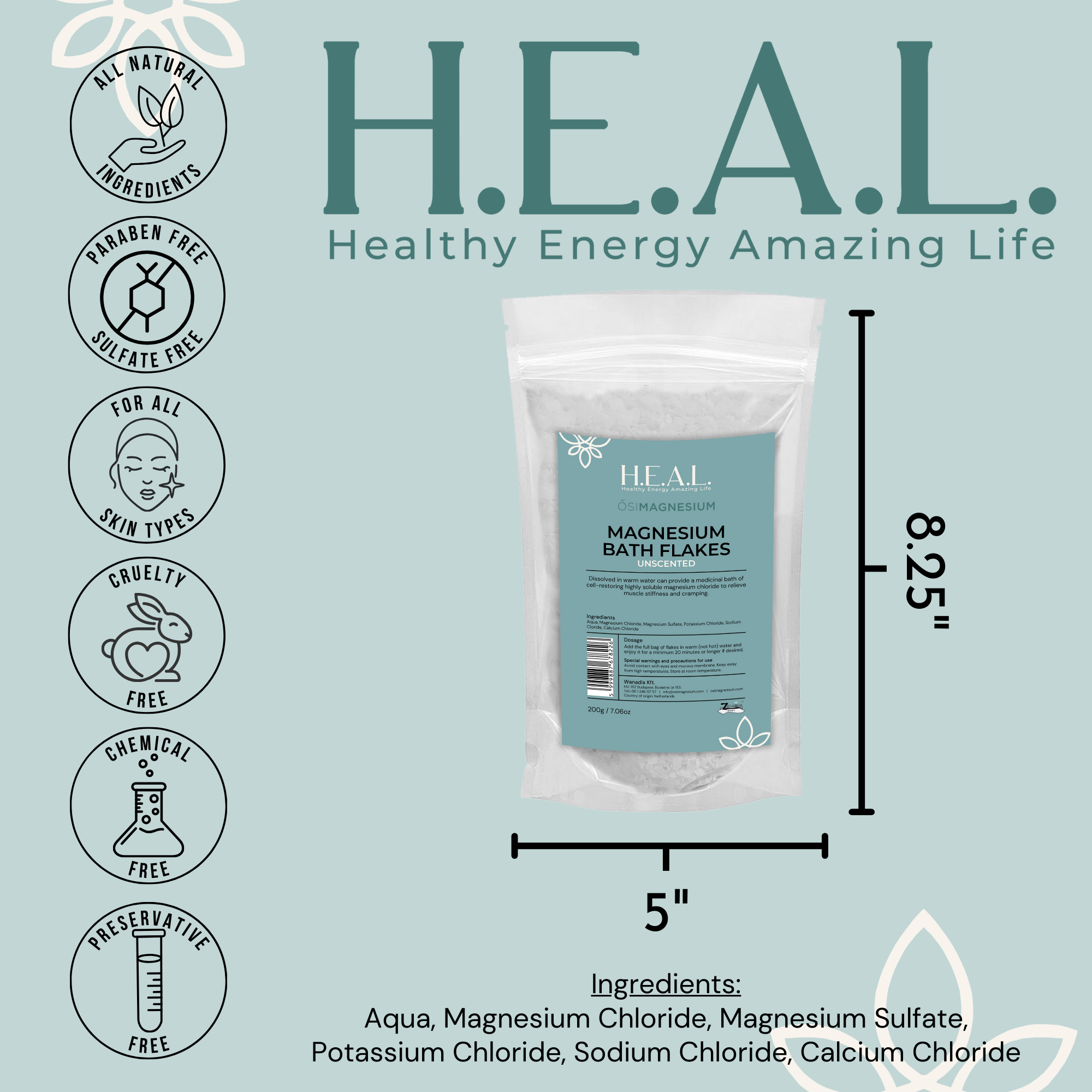 Healthy Energy Amazing Life - Wholesale Bath salts - ŐSIMAGNESIUM Bath Flakes - 7oz6