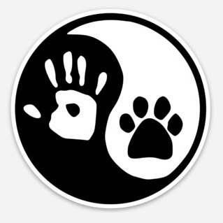 Yin Yang Hand Paw 3" Vinyl Bumper Sticker for wholesale by Minglewood Trading