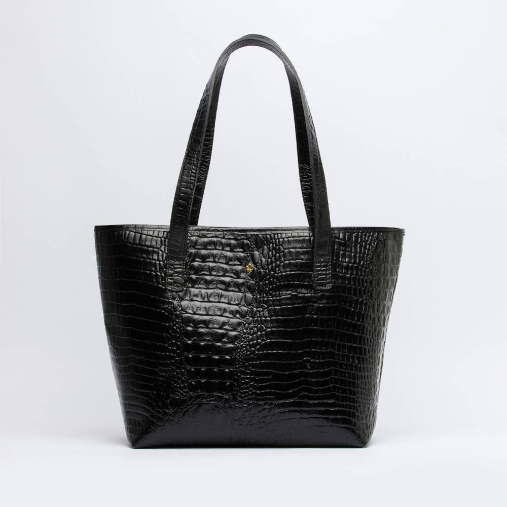 MESCH - Vendita all'ingrosso Borsa tote - Donna - Borsa a tracolla Kyle in vera pelle goffrata Croc-Goffrata - Nera2
