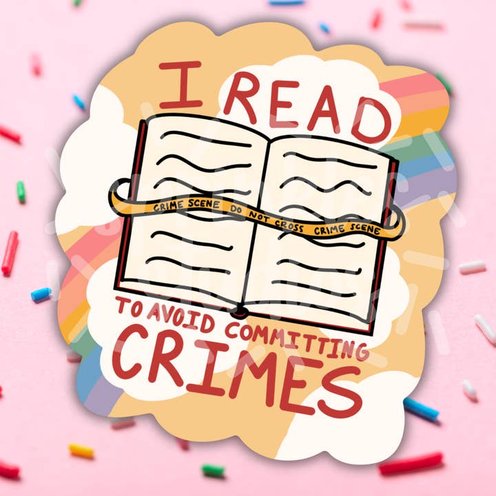 Read To Avoid Crime Vinyl Sticker for wholesale by Sprinkles Studios
