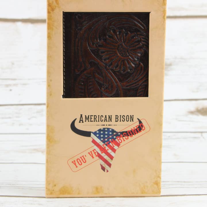 Leather Impressions Inc - Wholesale Wallet - Men's - Tooled Leather Men's Long Wallet In Brown AB W05 Brown3