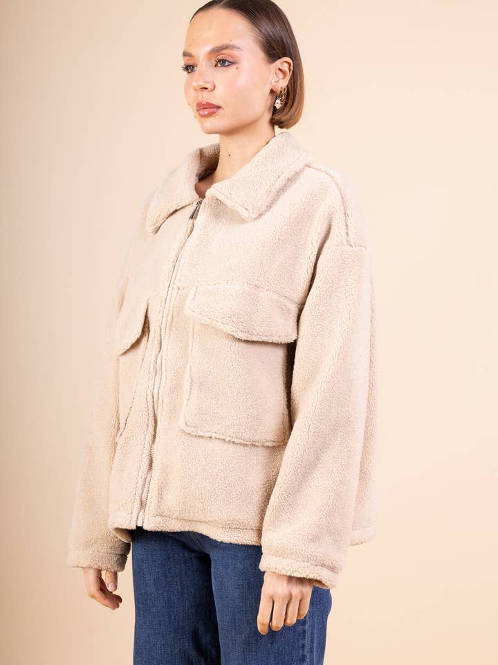 Pépouz' Paris - Wholesale Jacket - Women's - Fleece jacket with large pockets PV25487