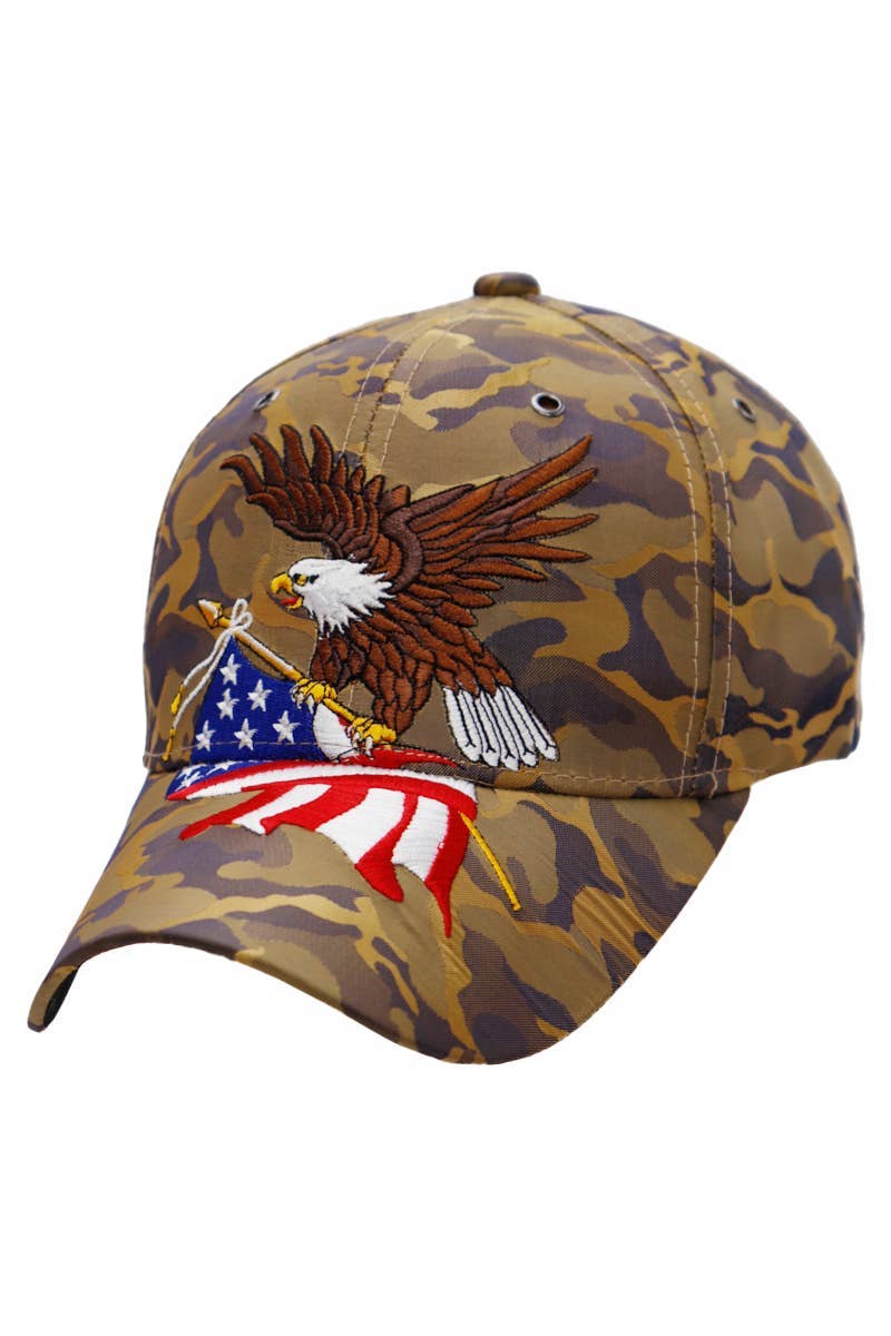 Cap Zone - Wholesale Baseball Cap - Unisex - American Flag Bald Eagle Nylon Camo Baseball Cap5
