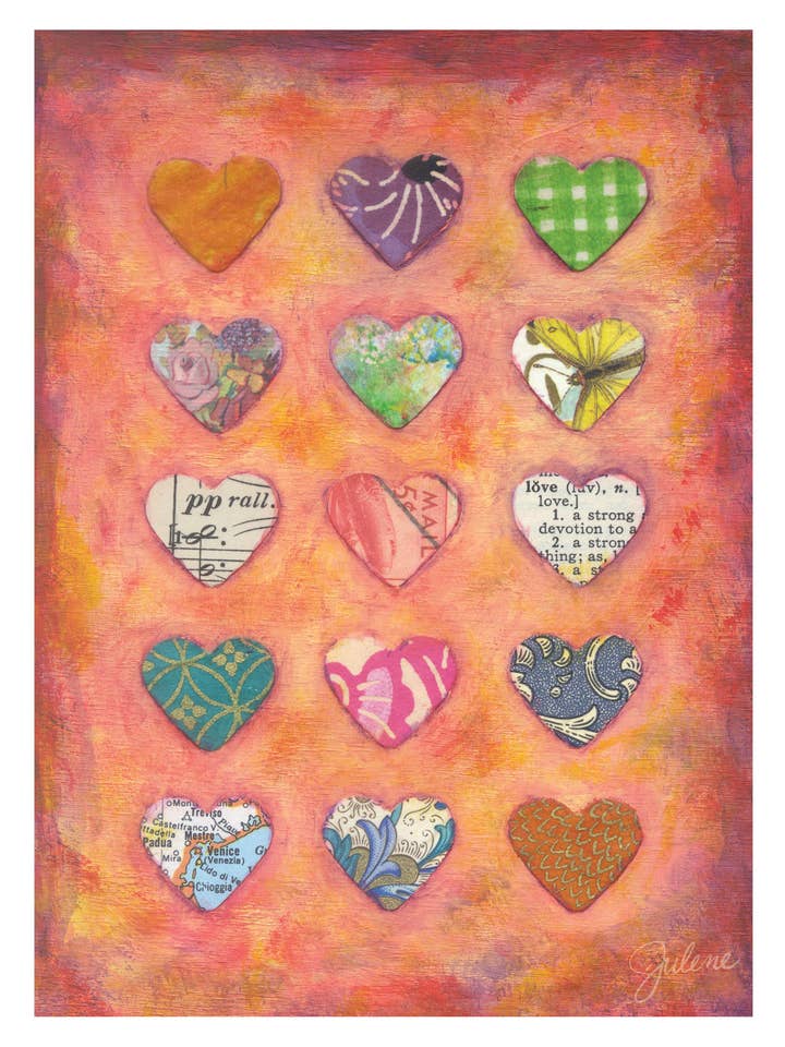 Hearts greeting card for wholesale by Julene Ewert