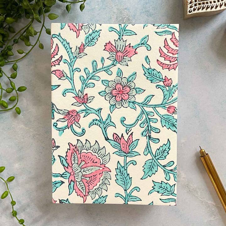 Harriet Notebook | Handmade, Block Printed by Hand, FSC for wholesale by The Natural Paper Company