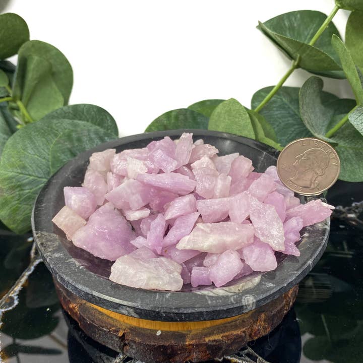 Raw Kunzite Chips- 1/2lb bag for wholesale by The Crystal Tabby