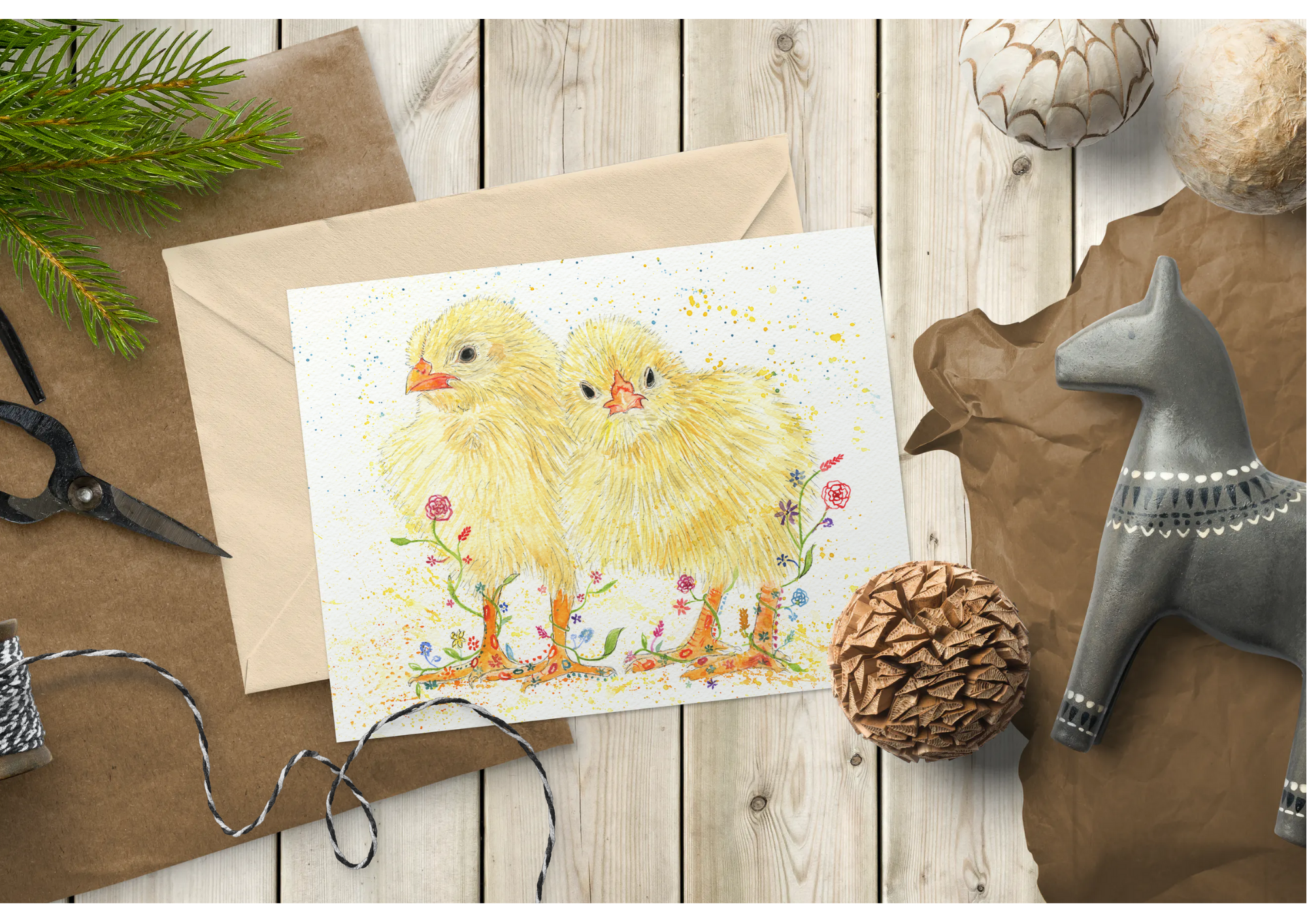 Jen Winnett Eco Artist - Wholesale Easter Card - Chicks | Eco Friendly Card Colourful Greetings Easter Blank1